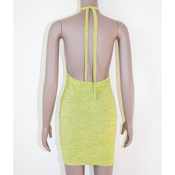 Boho Festival Summer Mini Dress Y2K Halter Dress Open Back Short Dress Small - Picture 2 of 3